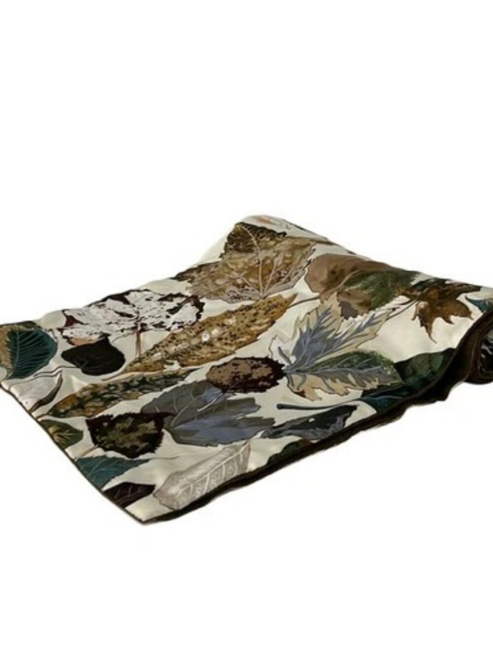 HERMES Cream Dark Brown Multi Silk Angora Scarf - Picture 1 of 6